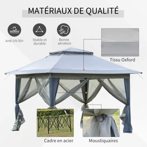 Outsunny Pergolas Et Tonnelles Tonnelle Barnum De Jardin Pop-up Pliant Moustiquaires Sac Transport 4 Outsunny Pergolas Et Tonnelles Tonnelle Barnum De Jardin Pop-up Pliant Moustiquaires Sac Transport – Image 4