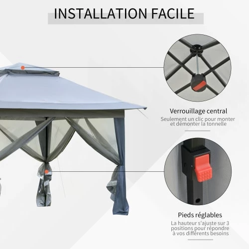Outsunny Pergolas Et Tonnelles Tonnelle Barnum De Jardin Pop-up Pliant Moustiquaires Sac Transport 5 Outsunny Pergolas Et Tonnelles Tonnelle Barnum De Jardin Pop-up Pliant Moustiquaires Sac Transport – Image 5