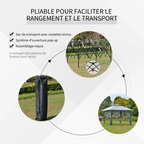 Outsunny Pergolas Et Tonnelles Tonnelle Barnum De Jardin Pop-up Pliant Moustiquaires Sac Transport 6 Outsunny Pergolas Et Tonnelles Tonnelle Barnum De Jardin Pop-up Pliant Moustiquaires Sac Transport – Image 6
