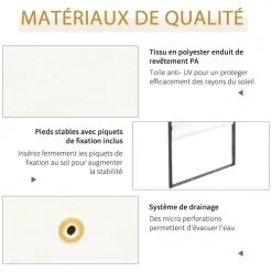 Outsunny Pergolas Et Tonnelles Tonnelle Barnum Pavillon De Jardin Métal époxy Polyester Crème -France Parasols Soldes 2022 tonnelle barnum pavillon de jardin metal epoxy polyester creme 4