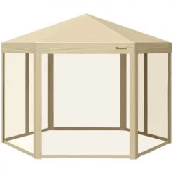 Outsunny Pergolas Et Tonnelles Tonnelle Barnum Pliant Pop-up Style Colonial Avec Sac Transport Beige