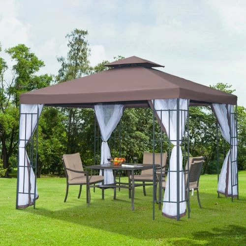 Outsunny Pergolas Et Tonnelles Tonnelle Barnum Style Colonial Chocolat Blanc 2 Outsunny Pergolas Et Tonnelles Tonnelle Barnum Style Colonial Chocolat Blanc – Image 2