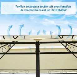 Outsunny Pergolas Et Tonnelles Tonnelle Barnum Style Colonial Crème -France Parasols Soldes 2022 tonnelle barnum style colonial creme 4