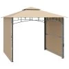Outsunny Pergolas Et Tonnelles Tonnelle De Jardin Double Toit Auvents Réglables Métal Polyester Beige