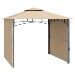 Outsunny Pergolas Et Tonnelles Tonnelle De Jardin Double Toit Auvents Réglables Métal Polyester Beige