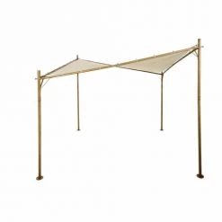 Maisons Du Monde Pergolas Et Tonnelles Tonnelle De Jardin En Métal Imitation Bois Et Toile écrue