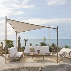 Maisons Du Monde Pergolas Et Tonnelles Tonnelle De Jardin En Métal Imitation Bois Et Toile écrue -France Parasols Soldes 2022 tonnelle de jardin en metal imitation bois et toile ecrue 1000 6 22 209327 4