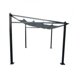 Avril Paris Pergolas Et Tonnelles Tonnelle Murale 3x4m Avec Toile Rétractable En Aluminium Gris -France Parasols Soldes 2022 tonnelle murale 3x4m avec toile retractable en aluminium gris 3
