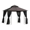 Outsunny Pergolas Et Tonnelles Tonnelle Style Colonial Moustiquaires étagères Polyester Chocolat