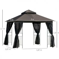 Outsunny Pergolas Et Tonnelles Tonnelle Style Colonial Moustiquaires étagères Polyester Chocolat -France Parasols Soldes 2022 tonnelle style colonial moustiquaires etageres polyester chocolat 2