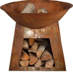 Fancy Flames Braséros Et Cheminées D'extérieur Vasque Brasero Porte Bûches En Métal 60 Cm -France Parasols Soldes 2022 vasque brasero porte buches en metal 60 cm 2